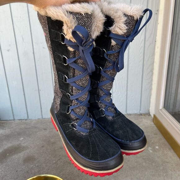 Sorel Tivoli High Herringbone Waterproof Fur Gray Boots Women's - SZ 8 - Picture 8 of 14